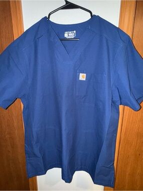 Carhartt Mens Deep Blue V-Neck Scrubs Shirt